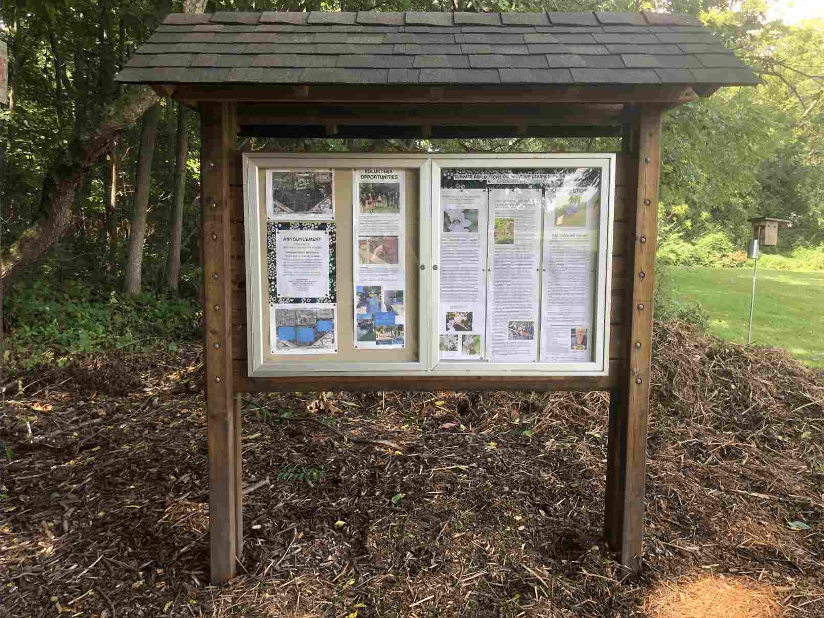 The kiosk at the woods entrance