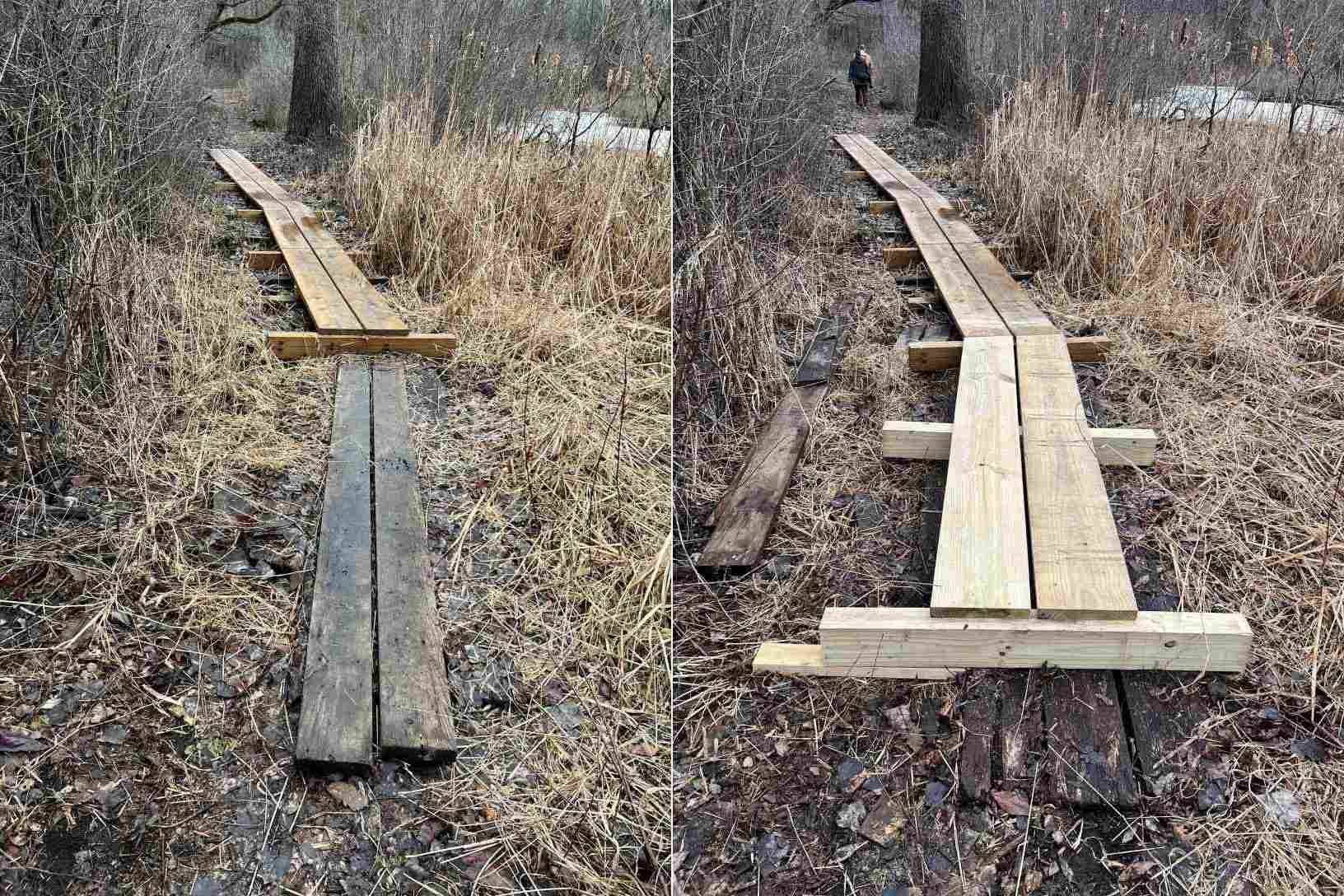 another 8 feet on the boardwalk on the south side of the pond